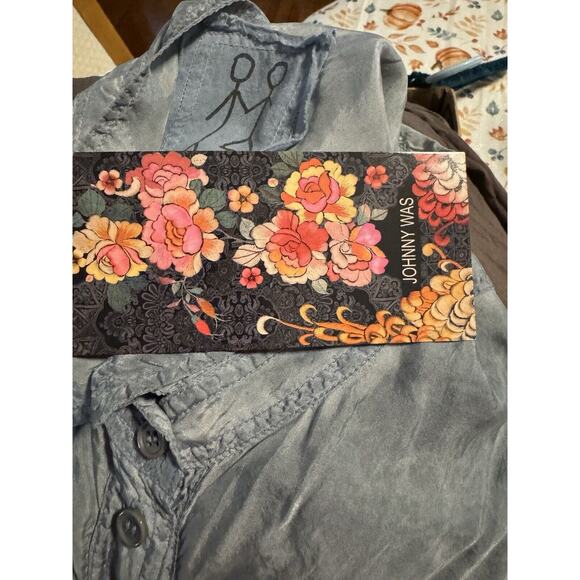 Johnny Was Pete & Greta Long Sl GREY Capras Blouse Shirt Tunic Size M PG31891016 - Picture 11 of 12